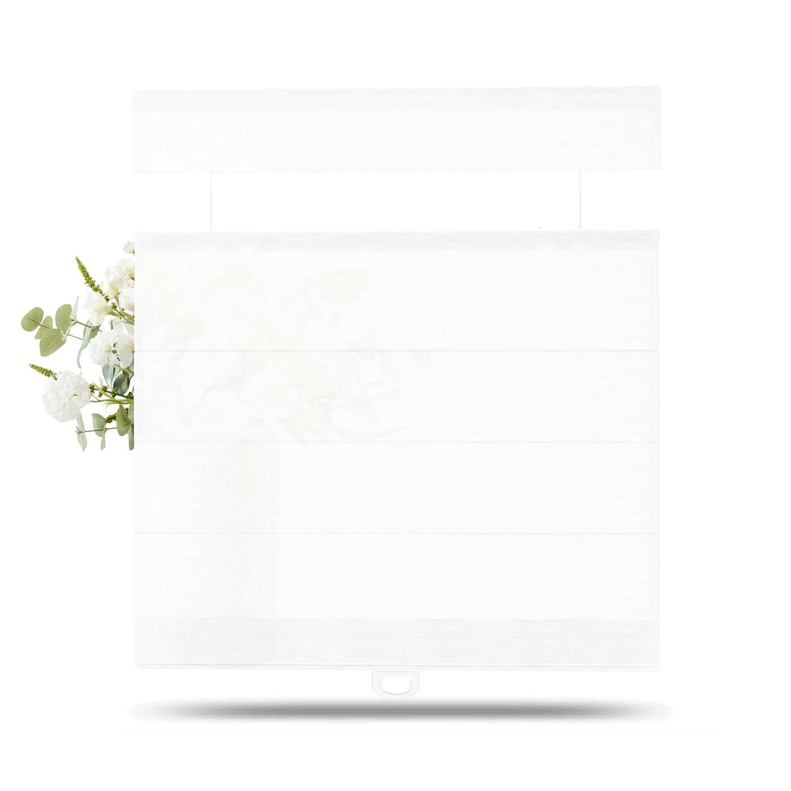 TWOPAGES Liz Linen Top Down Bottom Up Roman Shades for Windows, Snow White