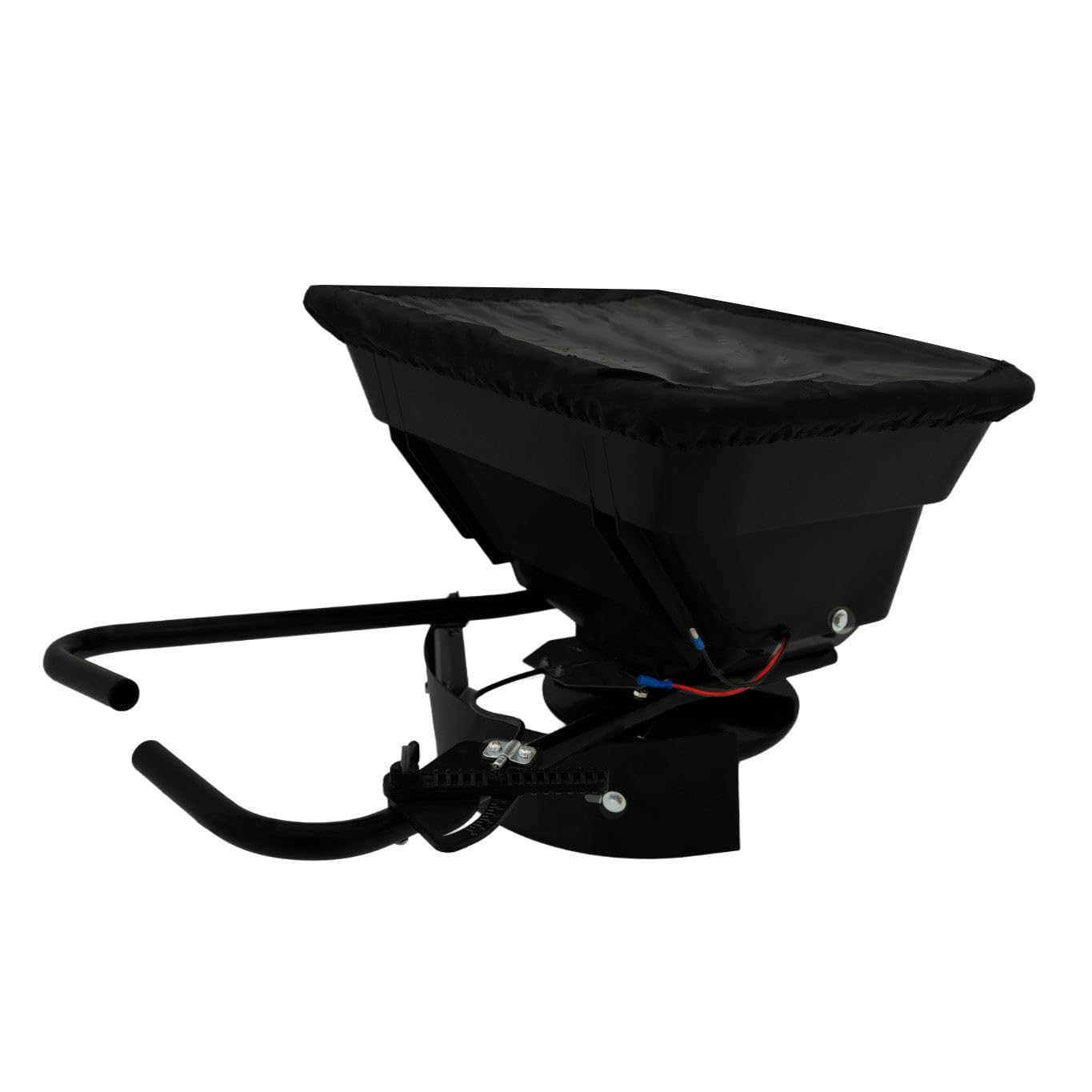 Épandeur Remorqué à Engrais Pour ATV Quad 12 V Capacité de Trémie 45,3 L 38 kg 560 TR/min Tractage Pour Sable Graine Sel Épandage Réglable 1490m² [Déflecteur & Housse de Pluie INCLUS]
