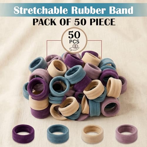 Image of GLUN Bohemian Multicolor Ponytail Holders Hair Ties 50 Piece, Soft Elastic Scrunchie Stretch Bands for Women, Girls & Teens, Non-Slip Elastics, Daily Use & Styling Accessories