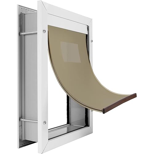 FreeStanding Tunnel Adjustable Dog Door with Aviation Aluminum Frame, Magnetic Flap Design, Weatherproof and Energy-Saving, Easy Install on Interior/Exterior Door or Wall, Medium, Large, X-Large