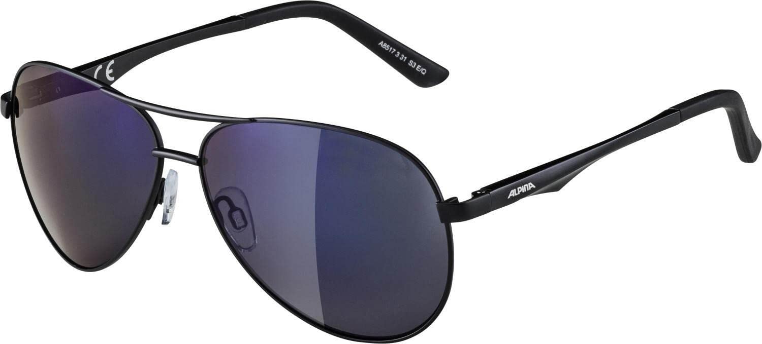 ALPINA A 107 - Verspiegelte und Bruchsichere Sonnenbrille Mit 100% UV-Schutz Für Erwachsene, black matt, One Size