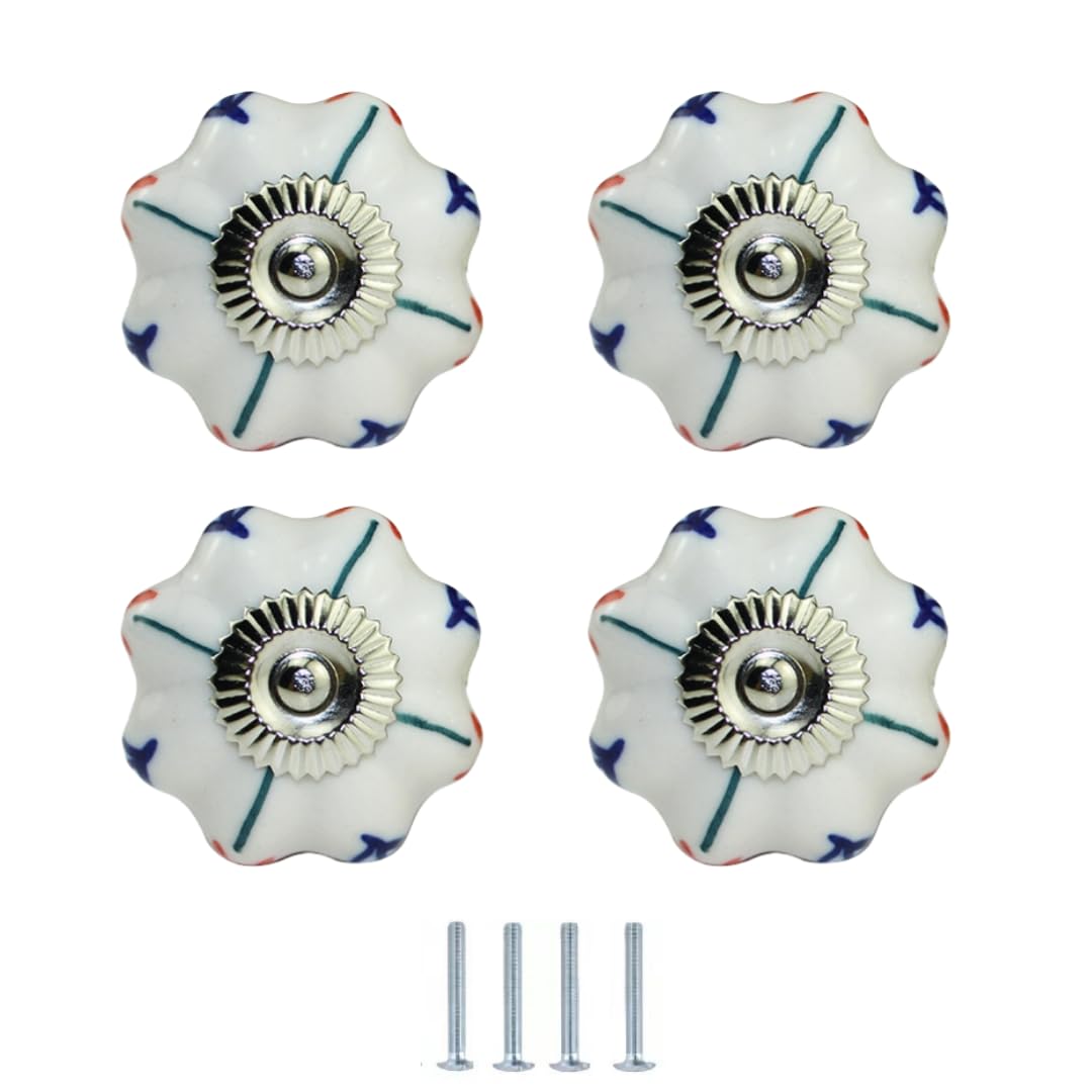 ENmrfvkz Ceramic Cupboard Drawer Handle Knobs, Ceramic Cupboard Drawer Door Knobs 4 Pcs Multicolor 40mm Diameter(No. 2)