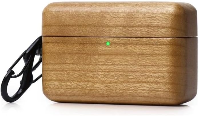 Natural Wood Headphone Case with Carabiner Premium Wood Case for Sony Earbuds (Walnut, Sony WF-1000XM4)