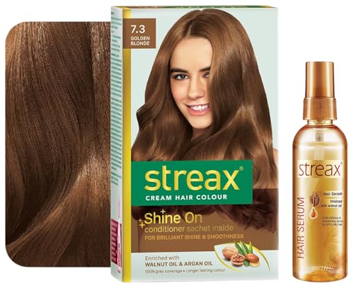 Streax Permanent Hair Colour, 100% Grey coverage Hair Serum for Women & Men | Contains Walnut Oil | Instant Shine & Smoothnes