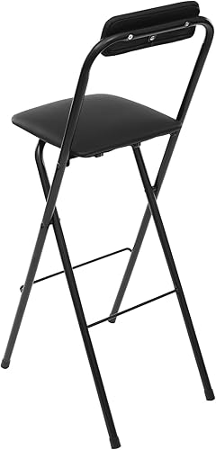 Miniatura 8 de Xuthusman 2 Pcs Folding Bar Stool with Backrest Portable High Folding Bar Chair Tall Foldable Stool Chair, 29 Inch Leather Padded Counter Height