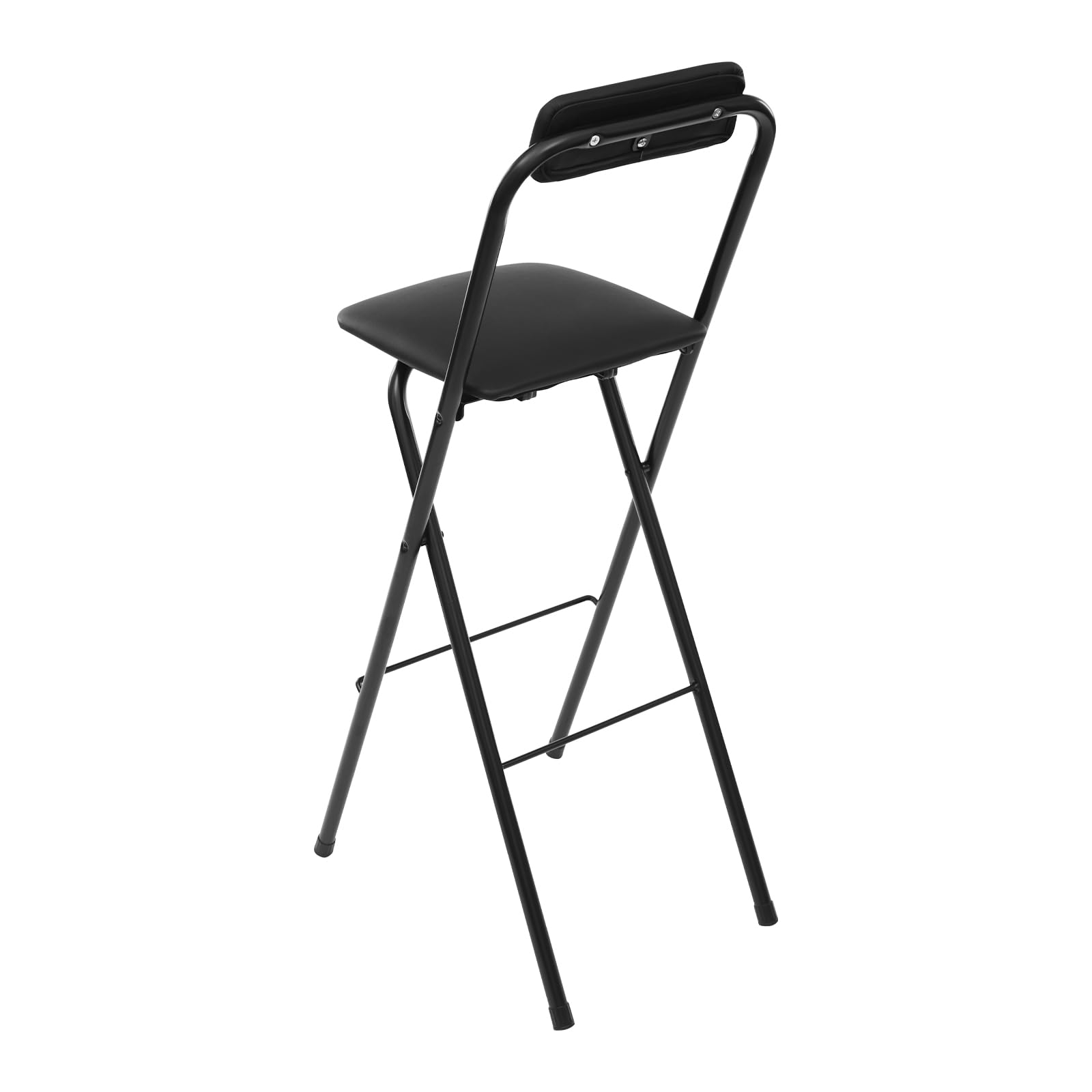 Set di 2 sgabelli da bar pieghevoli, con schienale e poggiapiedi, pieghevole, fino a 125 kg, altezza della seduta: 75 cm, per interni ed esterni, uffici e bar, (nero)