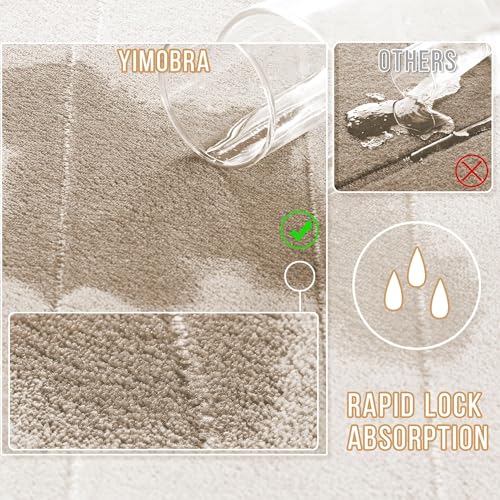 Image of Yimobra Memory Foam Bathroom Rugs Sets 2 Piece - Super Soft Absorbent Quick Dry Bath Mat Set, Machine Washable Non Slip Floor Carpet for Tub Shower & Single Sink (17x24 & 31.5x20 Inch, Beige)