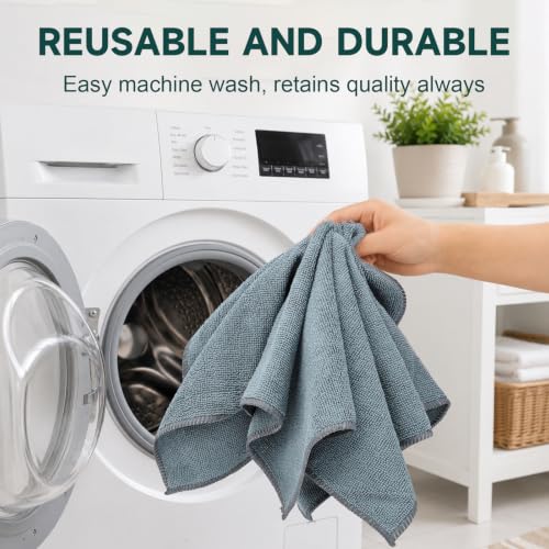 Image of TEAWOO Grey Washcloths 15 Pack, Highly Absorbent & Quick Drying