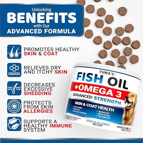 Omega-3-Fish-Oil-for-Dogs-170-Chews-Skin-and-Coat-Supplement-Omega-3-for-Dogs-Dry-Itchy-Skin-Relief-Treatment-Allergy-Support-Dog-Anti-Shedding-Treats-Salmon-EPA-DHA-Chicken-Flavor Omega 3 Fish Oil for Dogs 170 Chews Skin and Coat Supplement Omega 3 for Dogs Dry Itchy Skin Relief Treatment Allergy Support Dog Anti Shedding Treats Salmon EPA DHA Chicken Flavor