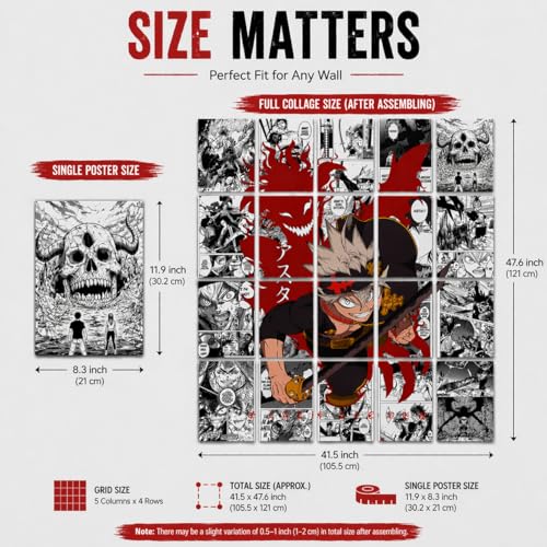 Image of VEENSHI set of 20 black clover wall poster anime posters - 12x8 inch - 300 GSM poster