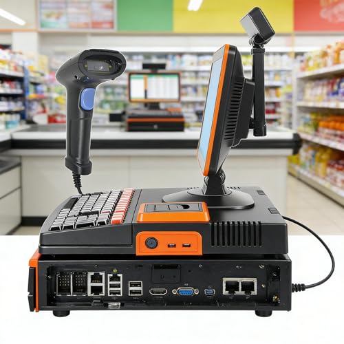 HaiZethonic Tpv Tactil Hosteleria,Caja Registradora con Ticket,15,6' Doble Pantalla,Impresora Térmica,Escáner Portátil,Gestión Pedidos,Pago Cobro,Restaurante/Bar,Comerciantes Single-128GB