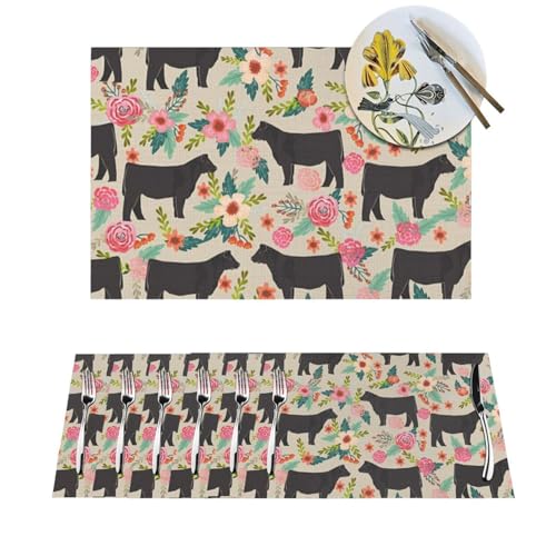 Set de table vache rose tissé et imperméable pour dîner style champêtre