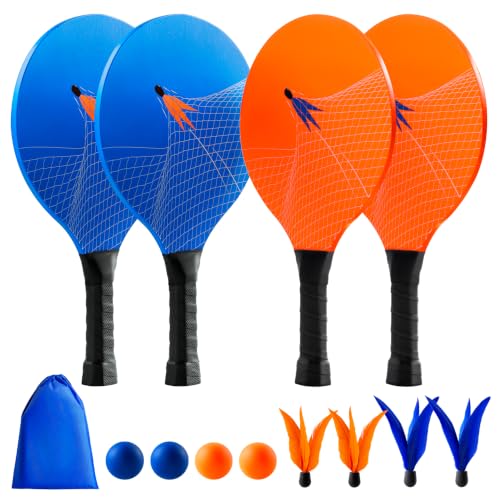 Image of EVERICH TOY Paddle Ball Set - Indoor & Outdoor Racket Game for Kids, Teens, and Adults, Badminton & Camping Games Essentials, Fun for Beach, Yard, and Lawn Play All Year Round