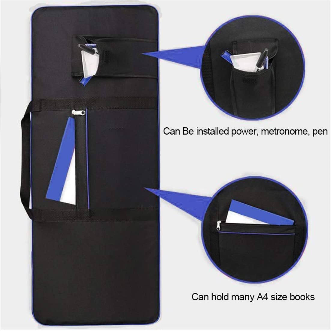 Bolsa de transporte para teclado Estuche para piano electrónico de 61 teclas Estuche impermeable y antigolpes de tela Oxford Estuche azul para teclado de 61 teclas Estuche para piano eléctrico Bolsa p