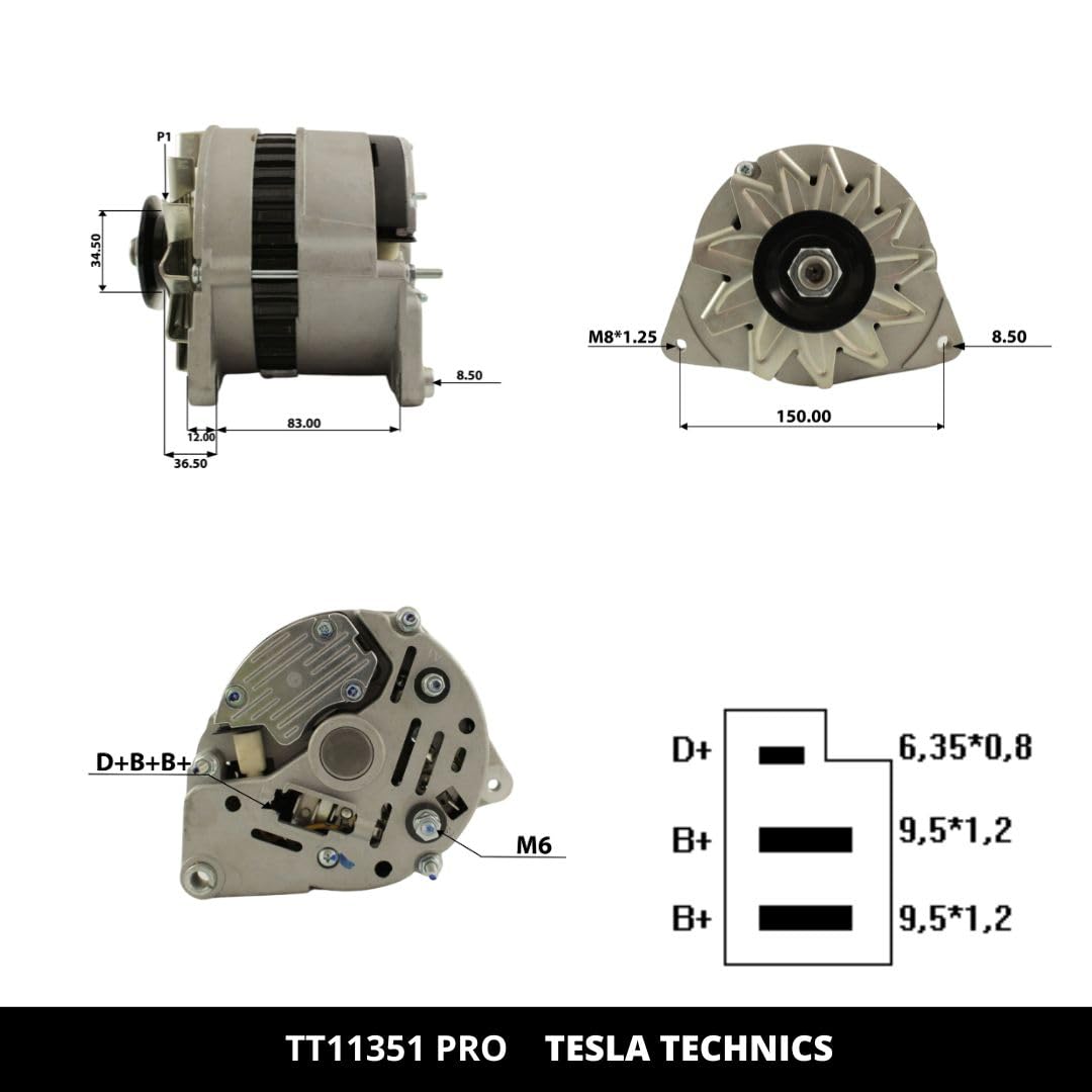 TT11351 PRO Alternateur de voiture 12V, 55 A. Compatible avec FORD, JCB, MASSEY FERGUSON, MG, ROVER, VALTRA. Excellent relation qualité-prix. Installation facile et garantie.