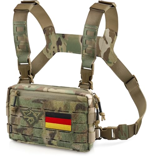 WYNEX Pecho táctico Rig Pack para los Hombres, Corriendo Bolsa de Pecho con Lazo Frontal Airsoft Recon Pecho Rigs para la Caza al Aire Libre EDC Combate Parche Incluido