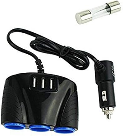 Cargador de Coche Adaptador de Corriente Ruiting 3 v?as Encendedor de Cigarrillos Divisor de Toma de 12V Dual USB