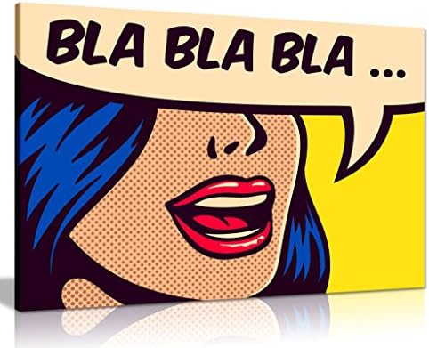 Modern Pop Art Girl Bla Bla Canvas Wall Art Picture Print (30x20)