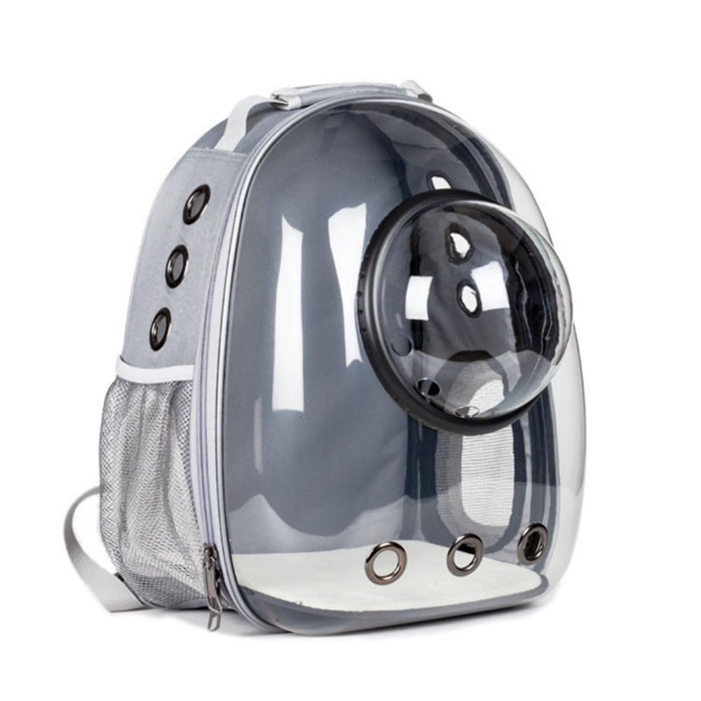 ShengWen Cat and Dog Space Capsule Backpack with Small Window, Portable Pet Carrier, Breathable Practical Large Capacity (Gray)