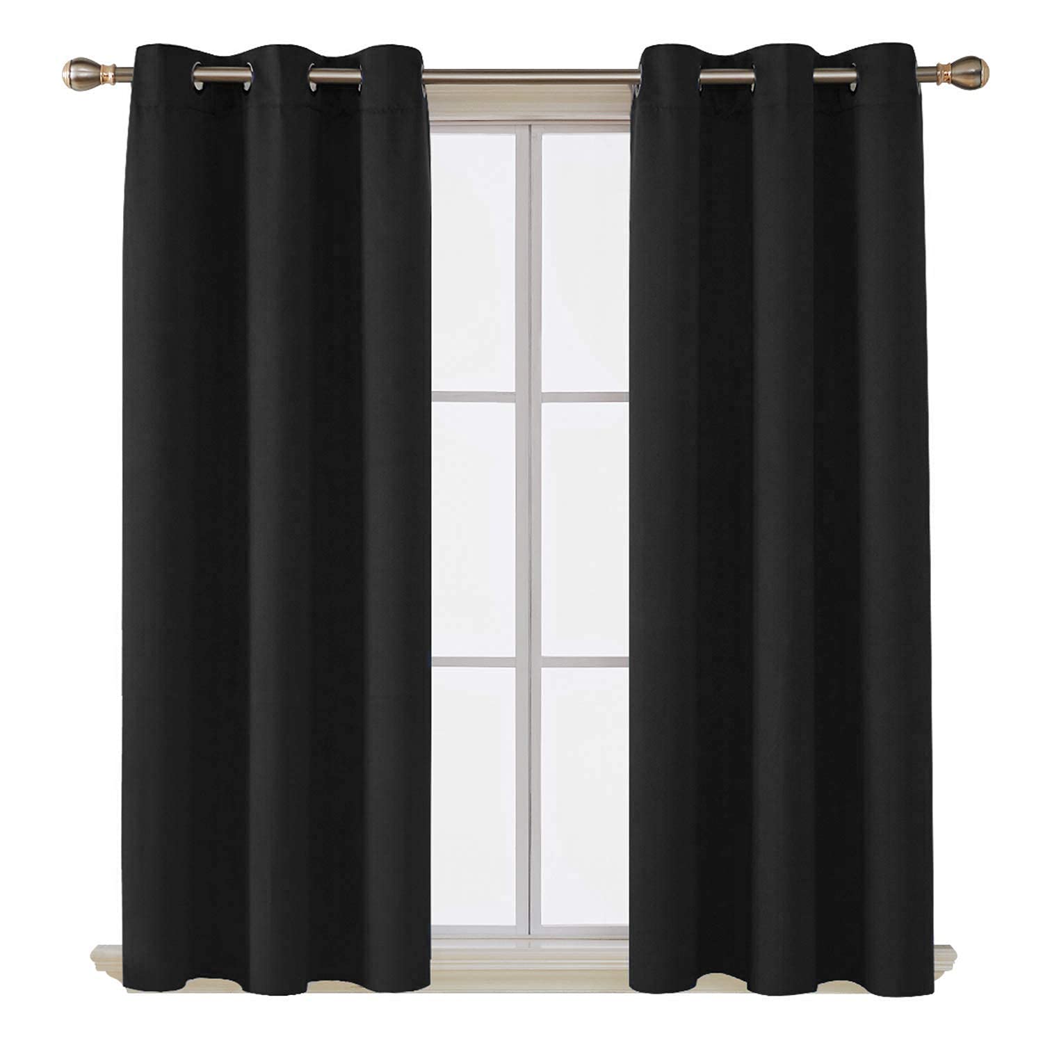 Home In Style 4U Thermal Insulated Blackout Curtains for Bedroom Windows Black Curtains 90" width x 72" drop 2 Panels, Ring Top Eyelet Super Soft Blackout Eyelet Curtains for Living Room