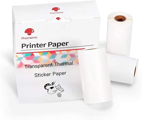 Memoqueen Etiquetas térmicas adhesivas transparentes, color negro sobre papel adhesivo transparente, compatible con Phomemo T02M02M02SM04S impresora