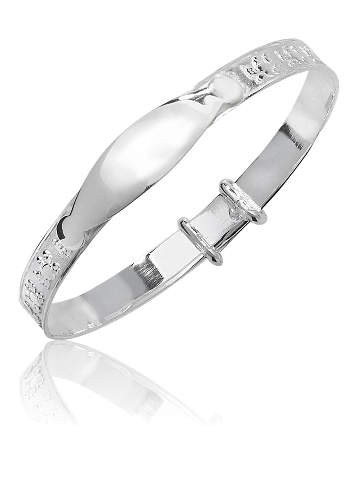 Designer Inspirations Boutique Bransoletka z motywem pluszowego misia z możliwością rozszerzenia/regulowana bransoletka dla niemowląt/dziecka/dzieci - srebro wysokiej próby 925 - biżuteria dla