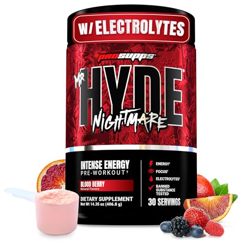 ProSupps Mr. Hyde Nightmare Pre Workout Powder with Caffeine & Beta Alanine - Preworkout for Intense Energy Mental Focus & Performance - Gym & Fitness Supplements (Blood Berry 30 Servings)