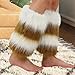 jojomis Leg Warmers Fashion Thick Clothing Decoration Boot Cuffs for Sports Party Dance Cosplay- Brown White