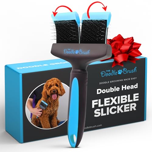 The Doodle Brush - Spazzola Slicker per Cani Cockapoo, Goldendoodle, Barboncino e Pelo Lungo - Districante (Doppia Testa)