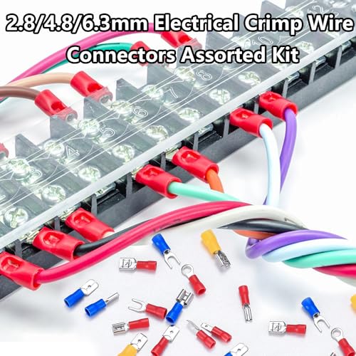 Tnisesm TN-01-3 300Pcs Spade Connector,Crimp Connectors 2.8Mm 4.8Mm 6.3Mm Male And Female Spade Connector Kit thumb #2