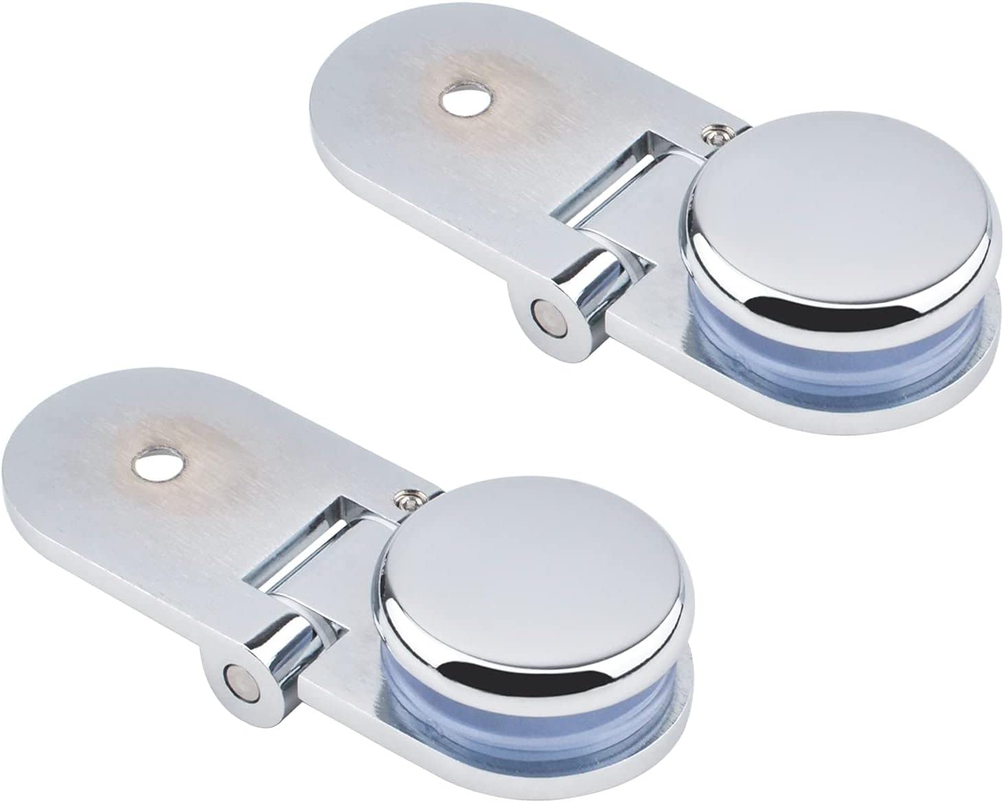 Nviusdsj 90 Degree Hinges, 2Pcs Round Glass Door Clamp Hinges Zinc Alloy Pivot For 6-8Mm Rimless Cabinet