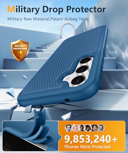 Image of FNTCASE for Samsung Galaxy S23-FE Case: Dual Layer Protective Heavy Duty Cell Phone Cover Rugged Full Body Drop Protection Military Grade Shockproof Phone Case (Blue Navy)