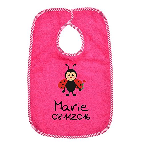 Klettverschluss Lätzchen WOLIMBO mit Namen und Motiv - Farbe: pink 0138 - Das individuelle Frottee Lätzchen für Mädchen und Jungs