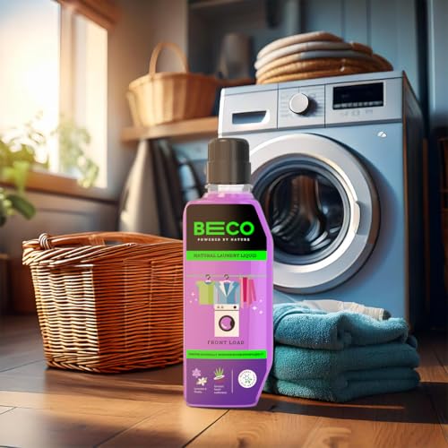 Image of Beco Natural Liquid Detergent Front Load - 5L Bottle| Tough Stain Removal | Lavender & Vanilla Freshness | Retains Brightness & Shine | Chemical Free | Front Load Washing Machine Liquid