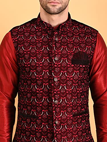 Image of Uri and MacKenzie Men's Silk Blend Kurta Pajama with Designer Ethnic Nehru Jacket /Modi Jacket
