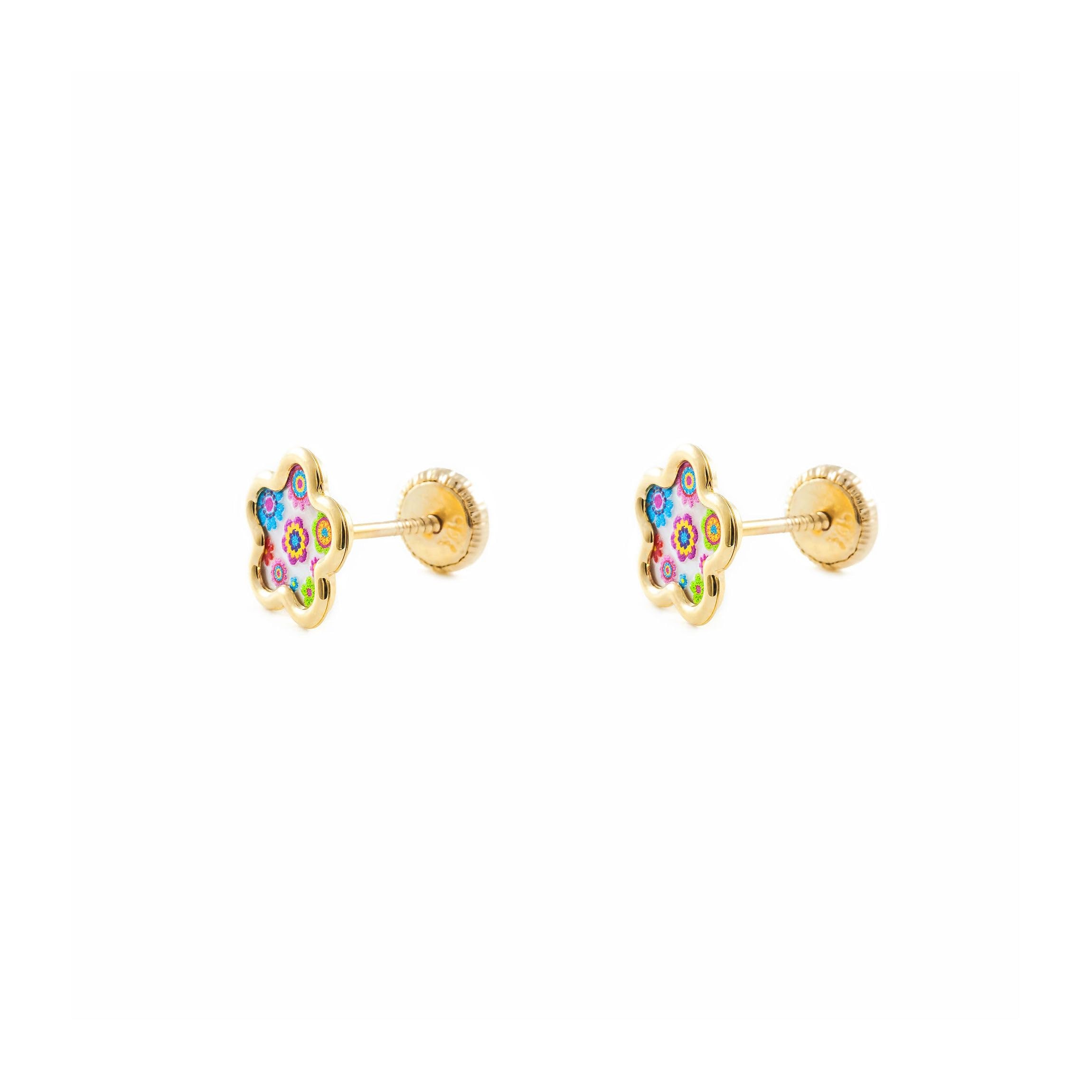 Damen & Kinder Gänseblümchen Perlmutt Ohrstecker - Gelbgold 9 Karat (375) - Geschenkbox - Garantiezertifikat