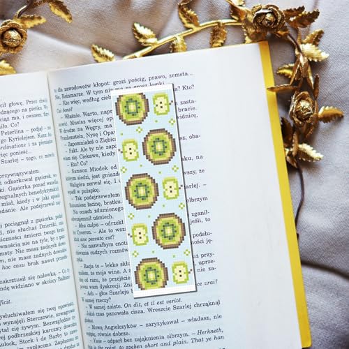 Image of FREEBLOSS 6 Set Cross Stitch Bookmark Kit Stamped Cross Stitch Kit | Refreshing Fruits Theme Embroidery Set with Instruction for Adults 8''*2.4''