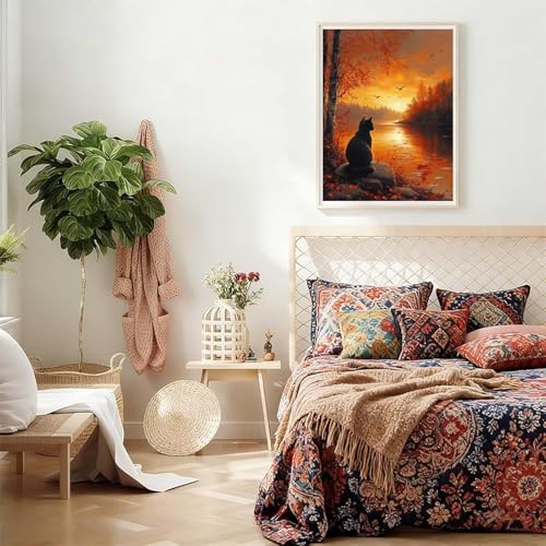 DIY Full Drill Artisanat Cristal Point de Croix Kits Chat 100x130