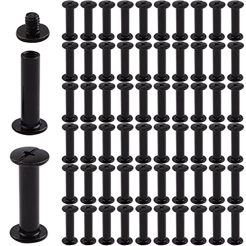 INCREWAY Phillips Screws, 60 Sets 5mm X 20mm Nickel Plated Chicago Binding Screws Round Cross Head Stud Screw Posts Nail Rivet Chicago Button, Black