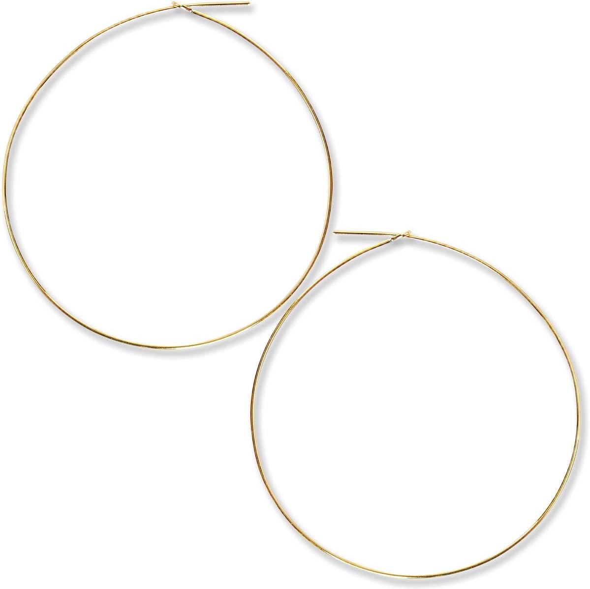 Thin Hoop Earrings for Women - Hypoallergenic Lightweight Wire Threader Loop Drop Dangles - Safe for Sensitive Ears - Plated in 925 Sterling Silver or 18K Gold