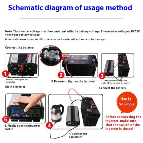 Onduleur domestique 60V 220V 4000W avec 4 prises AC et LCD