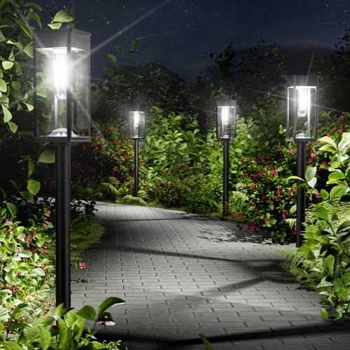 NEWMESSI Solar Pathway Lights Outdoor, 6 Pack Solar Garden Lights Waterproof Bright LED Path Lights Solar Powered for Outside Yard Patio Lawn Walkway Driveway Decor Landscape Lighting (Cool White)