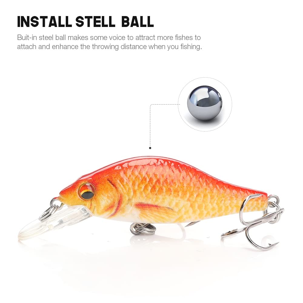 5 Piezas/Caja Mini Minnow wobblers Pesca señuelo Juego de señuelos 5 cm 4g Flotante Minnow señuelos Kit Cebo Artificial cigüeñal Pesca (Color : Set B)