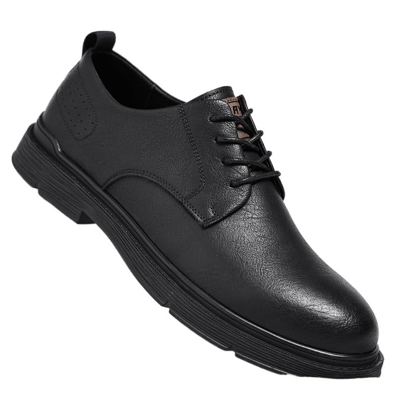 Men's British Style Chunky Sole Oxford Dress Shoes Workwear Casual Comfortable Leather Boots