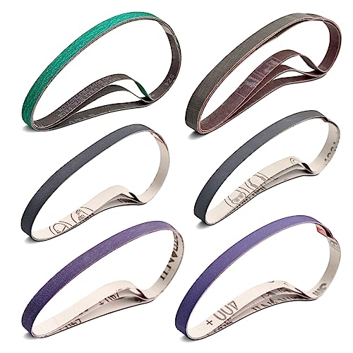 3/8 x 21 Sanding Belts, Abrasive Sanding Belt for Makita 3/8 x 21 File Belt Sander, 3 PCS Each of 120, 240, 400, 600,1000 2500 Grit, 18-Pack Knife Sharpening Belt by RUIHONGV - Used condition - US$21.06