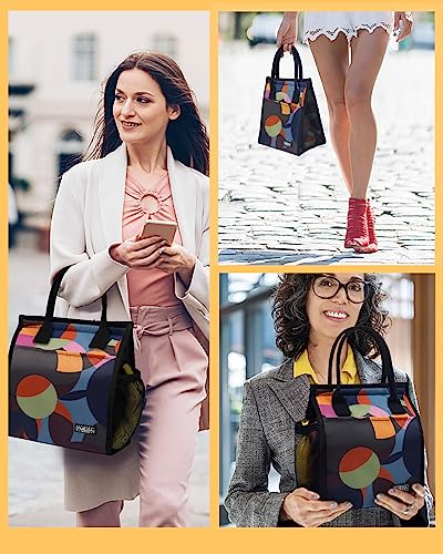 Fmeida Insulated Lunch Bags Small Cool Bag Lunch Box for Adults Women Men Kids Thermal Lunch Tote Bags for Work School Office (Polka Dots) - Image 2