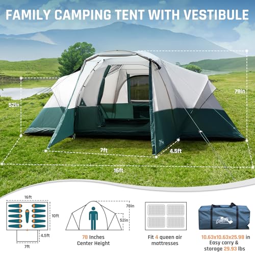 image for DMH OUTDOORS Large Family Tents for Camping 11 Person Camping Tent wit
