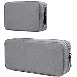 Electronics Accessories Organizer Bag,Portable Digital Storage Bag for Cable,Power Bank,Charger,Charging Cords,Mouse,Adapter,Earphones and More Out-Going,Business,Travel Gadget Bag,Grey(Small+Big)