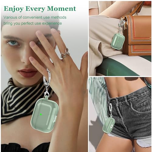 Image of for AirPods Pro 3 Clear Case 2025, Military-Grade Shockproof, Soft TPU Highly Transparent Anti-Yellowing for AirPods Pro 3 Case with Cleaning Kit & Cute Round Buckle, Clear Green