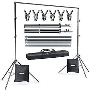 LINCO Backdrop Stand for Parties Kit 10×7 ft Adjustable Back Drop Photography Studio Photo Background Support System with Clamps, Sand Bag, Carrying Bag 4172